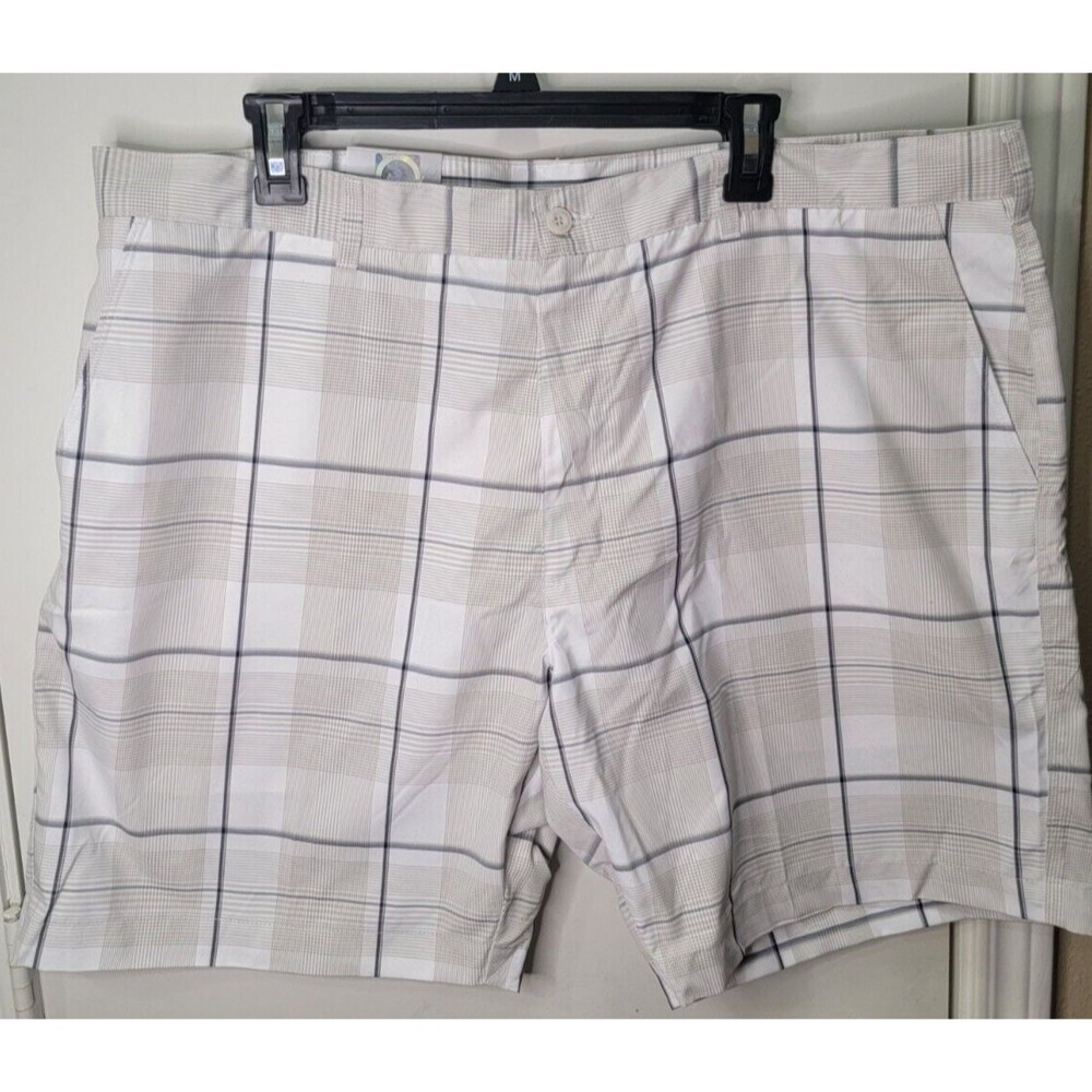 PGA Champions Tour Men's Golf Shorts Sz 40 Flat-Front Silver Lining Plaid NWT